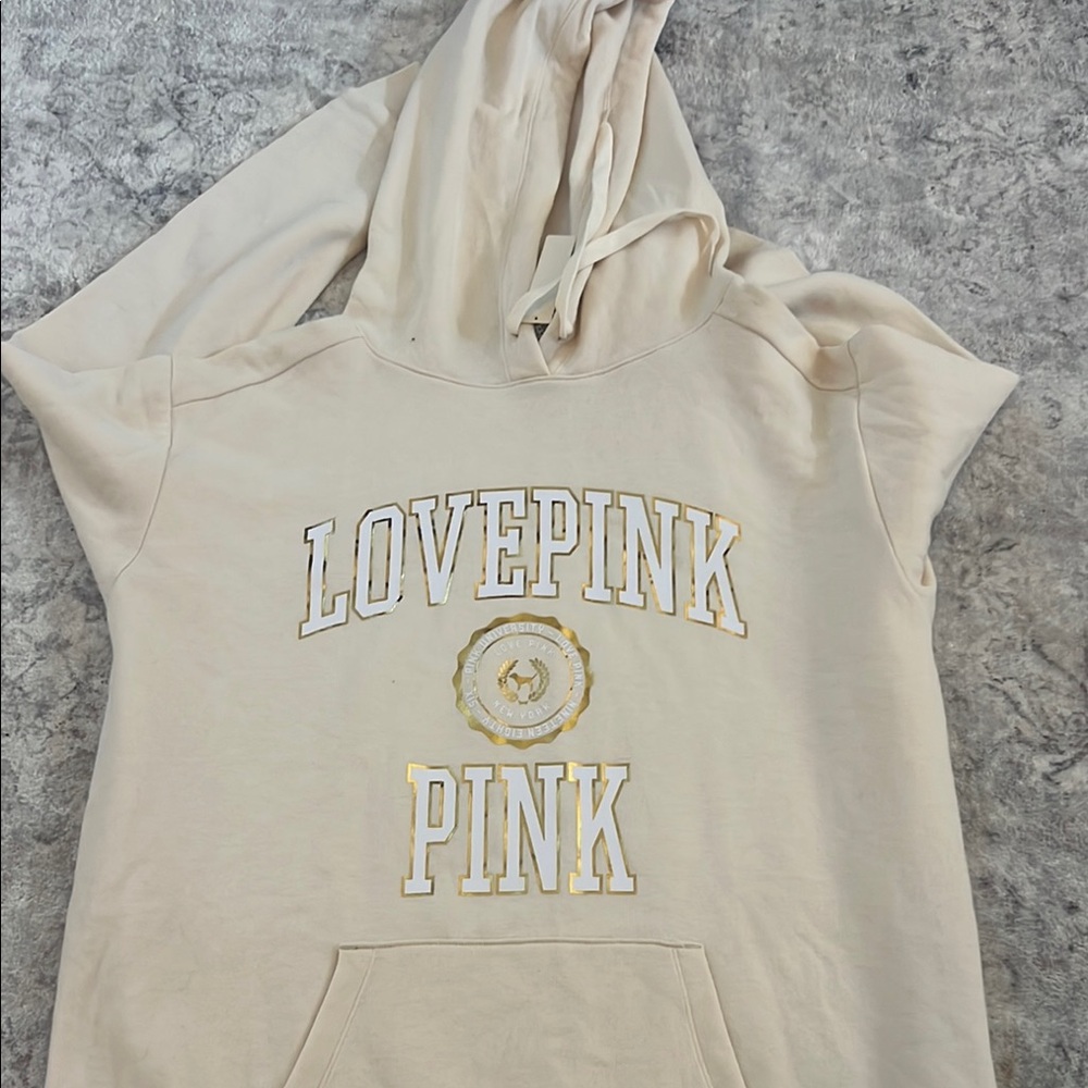 PINK Victoria's Secret Cream Graphic Hoodie